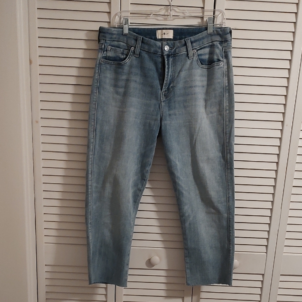 7 For All Mankind faded blue denim jeans